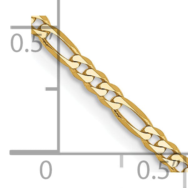 14k Yellow Gold 2.25-mm Flat Solid Figaro Chain