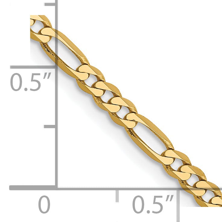 14k Yellow Gold 2.75-mm Flat Solid Figaro Chain