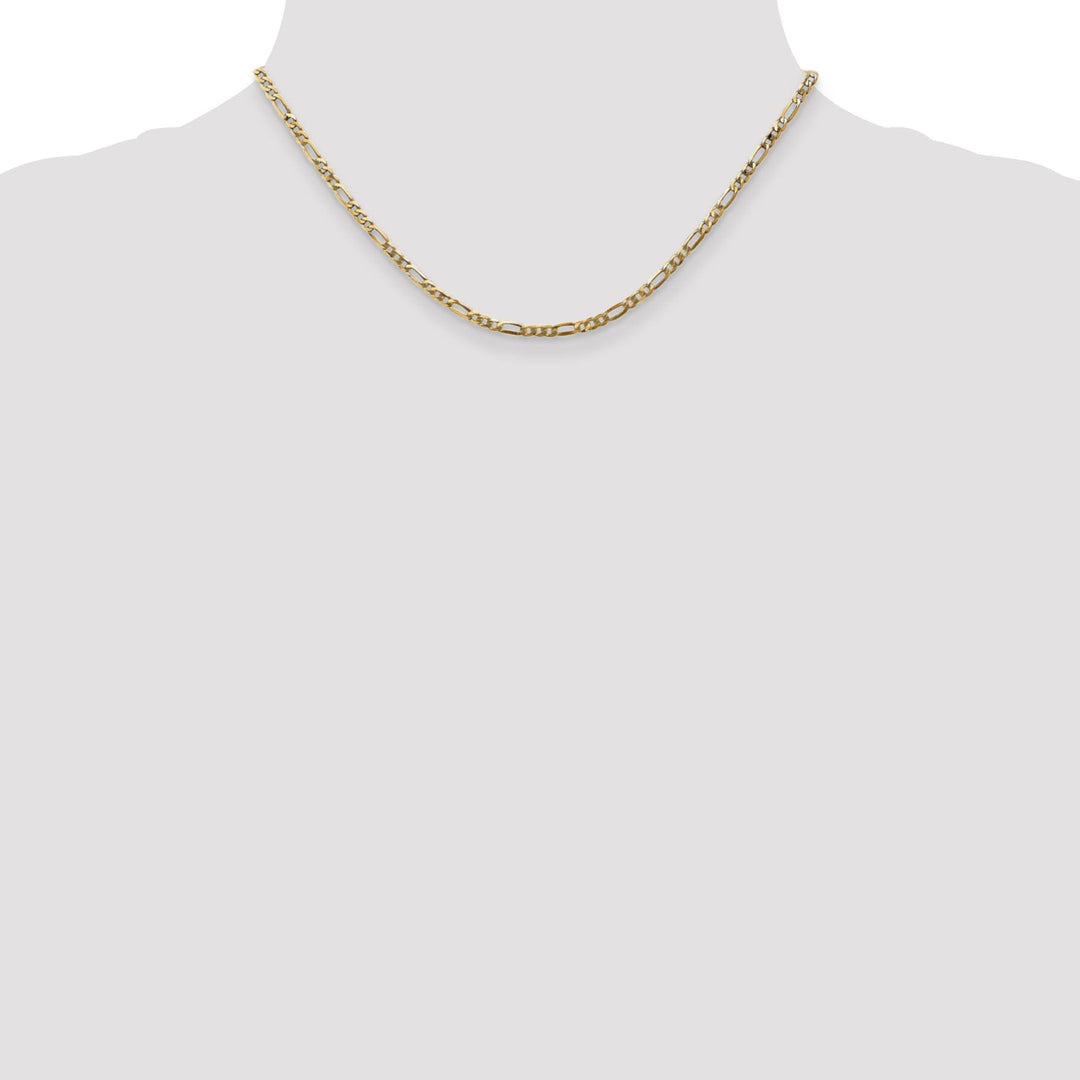 14k Yellow Gold 2.75-mm Flat Solid Figaro Chain
