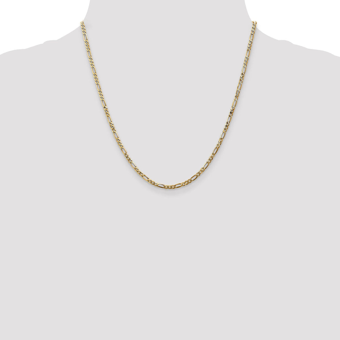 14k Yellow Gold 2.75-mm Flat Solid Figaro Chain