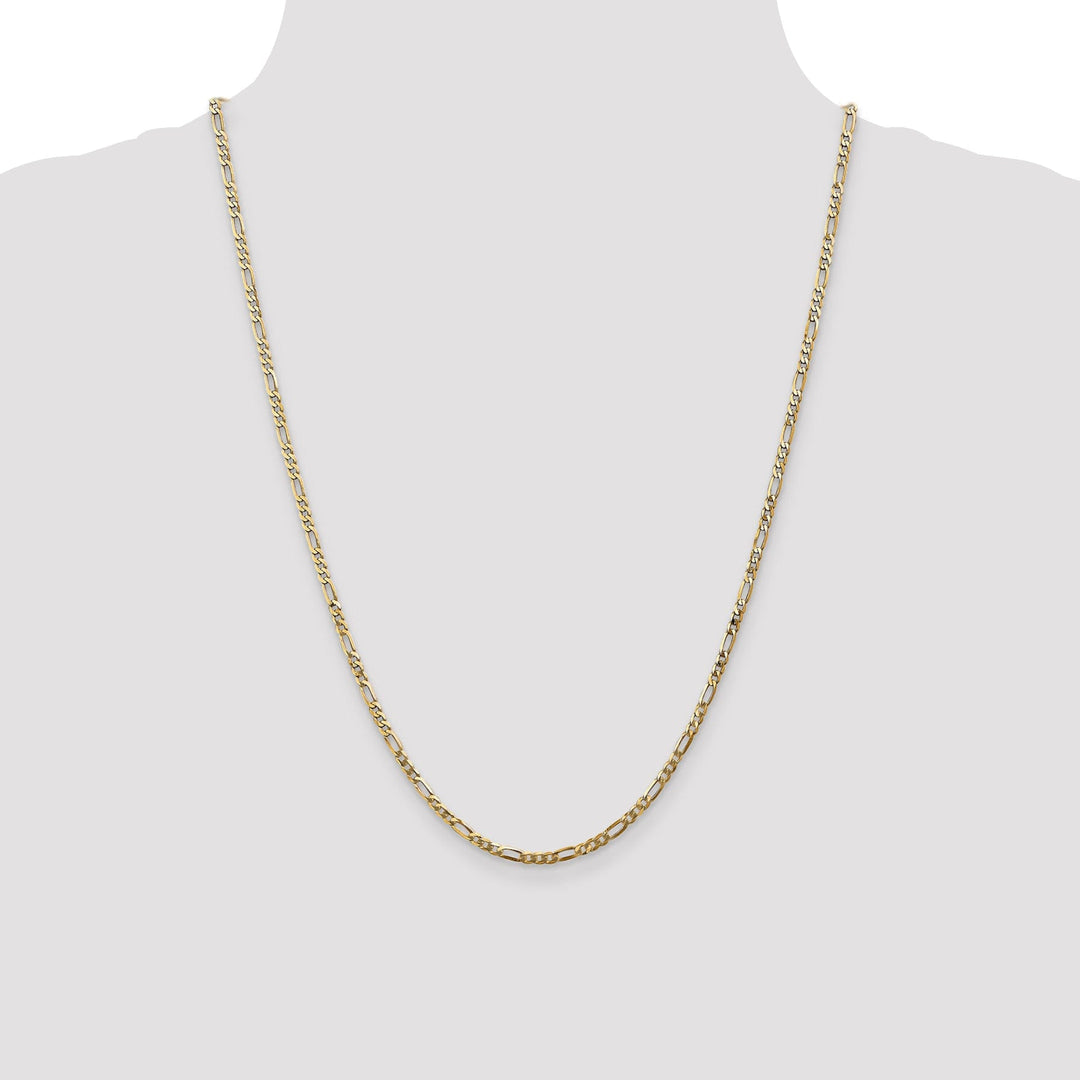 14k Yellow Gold 2.75-mm Flat Solid Figaro Chain