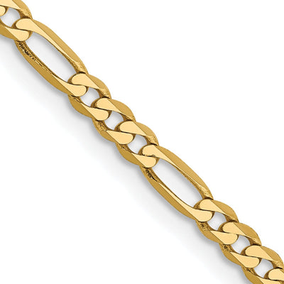 14k Yellow Gold 2.75-mm Flat Solid Figaro Chain at $ 190.01 only from Jewelryshopping.com