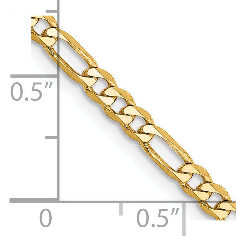 14k Yellow Gold 3.25-mm Flat Solid Figaro Chain