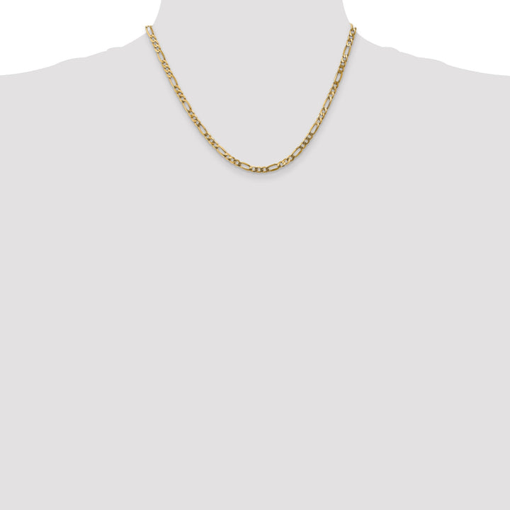 14k Yellow Gold 4.00-mm Flat Solid Figaro Chain