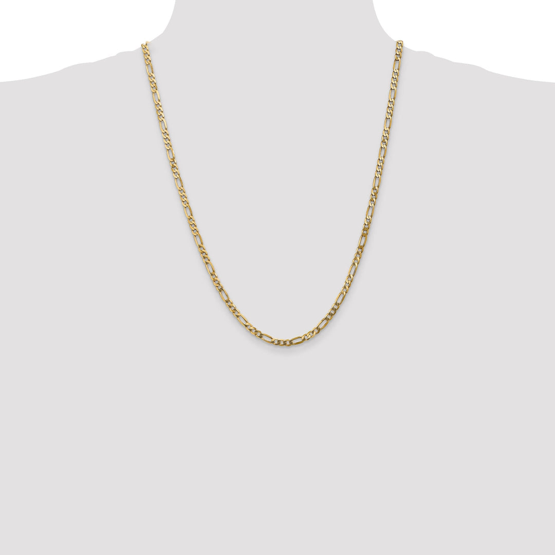 14k Yellow Gold 4.00-mm Flat Solid Figaro Chain