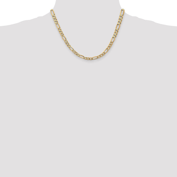 14k Yellow Gold 5.25-mm Flat Solid Figaro Chain