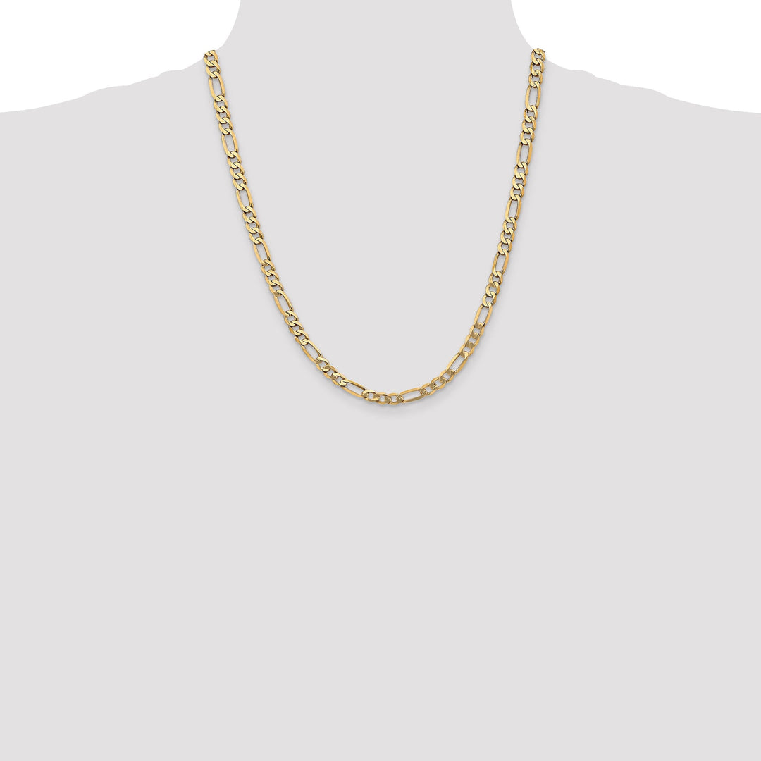 14k Yellow Gold 5.25-mm Flat Solid Figaro Chain