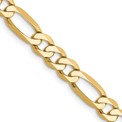 14k Yellow Gold 5.25-mm Flat Solid Figaro Chain at $ 554.57 only from Jewelryshopping.com