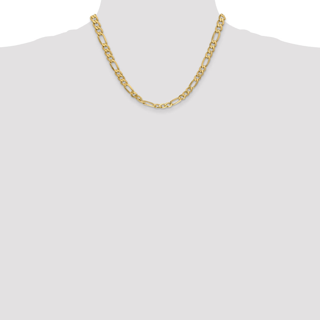 14k Yellow Gold 6.25-mm Flat Solid Figaro Chain