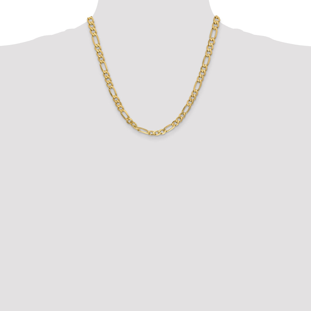 14k Yellow Gold 6.25-mm Flat Solid Figaro Chain