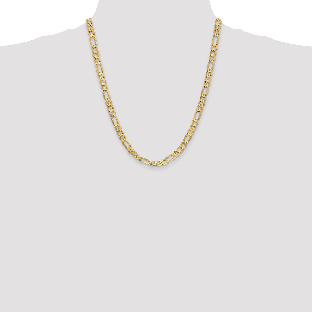 14k Yellow Gold 6.25-mm Flat Solid Figaro Chain