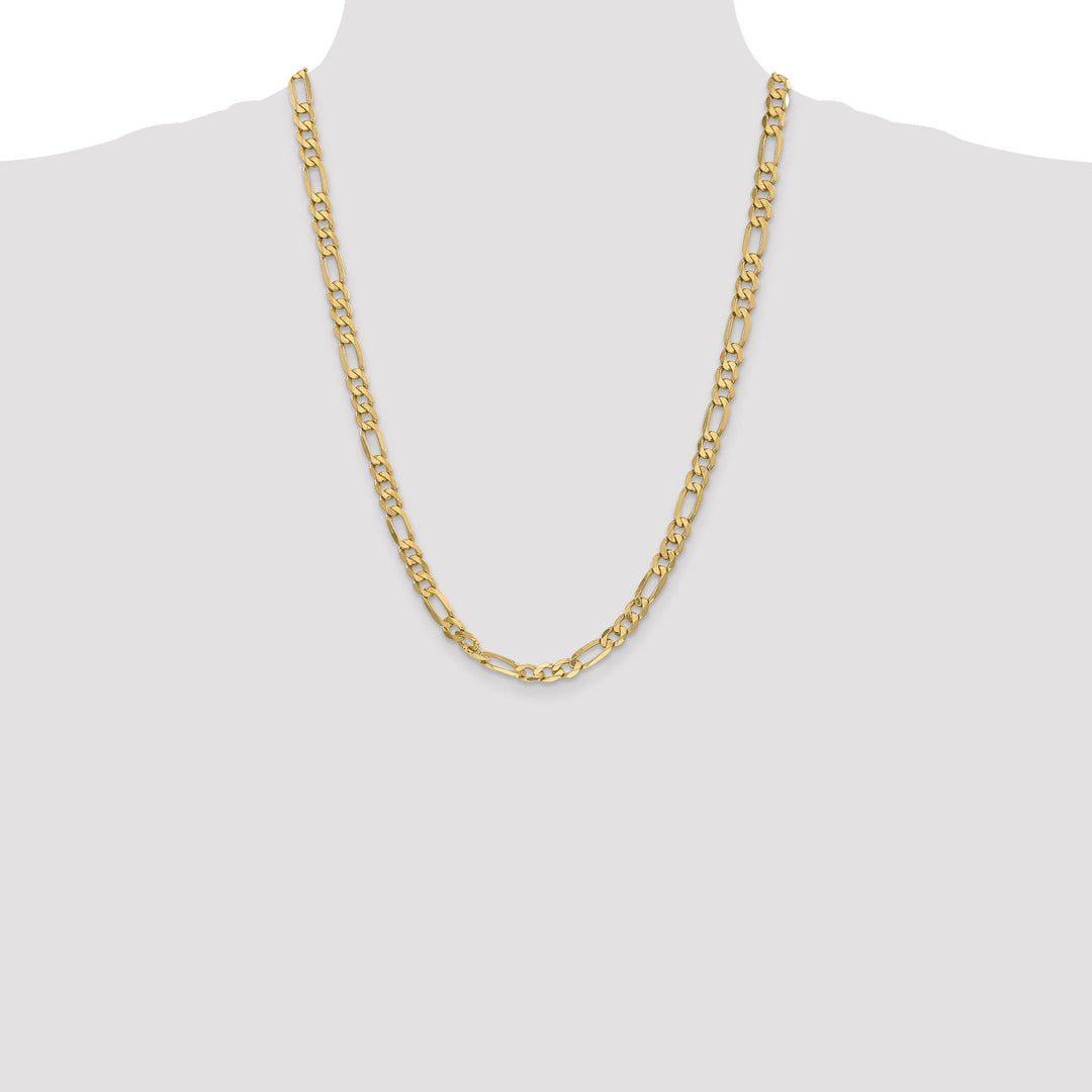 14k Yellow Gold 6.25-mm Flat Solid Figaro Chain