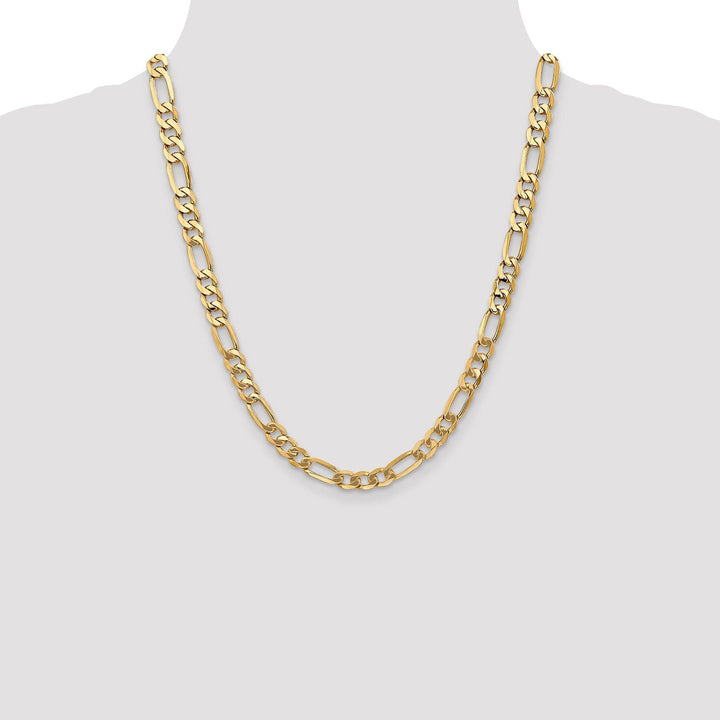 14k Yellow Gold 7.00-mm Flat Solid Figaro Chain