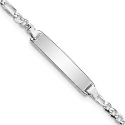 14K White Gold Children Figaro Link ID Bracelet at $ 182.03 only from Jewelryshopping.com