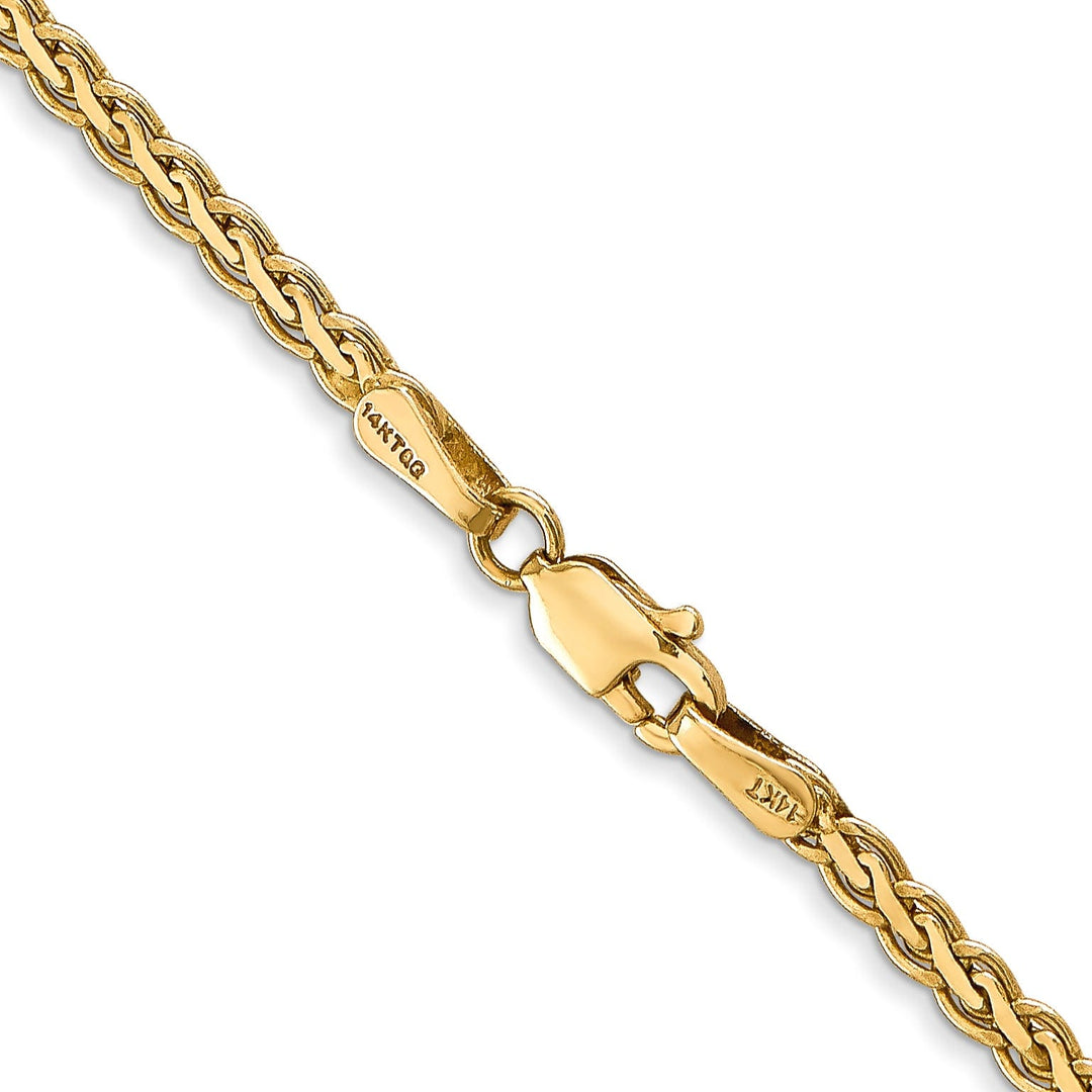 14k Yellow Gold Polished 2.50m Flat Wheat Chain