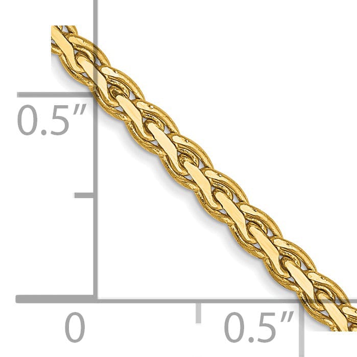 14k Yellow Gold Polished 2.50m Flat Wheat Chain