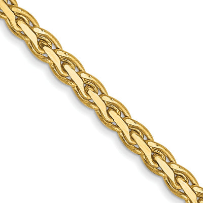 14k Yellow Gold Polished 2.50m Flat Wheat Chain at $ 263.09 only from Jewelryshopping.com