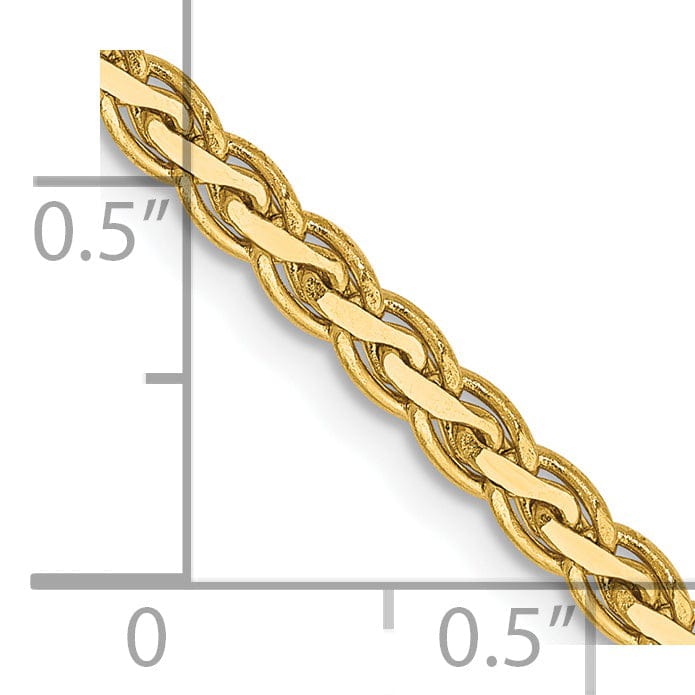 14k Yellow Gold Polished 3.00m Flat Wheat Chain