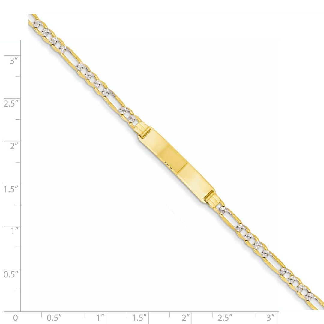 14k Yellow Rhodium Pave Figaro ID Bracelet