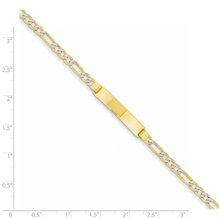 14k Yellow Rhodium Pave Figaro ID Bracelet