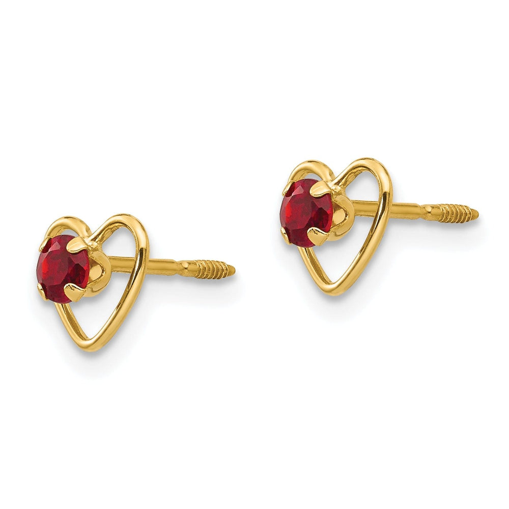 14k Yellow Gold Madi K Garnet Heart Earrings