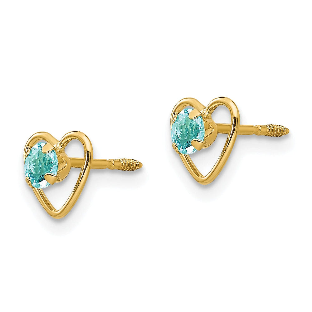 14k Yellow Gold Aquamarine Birthstone Earrings