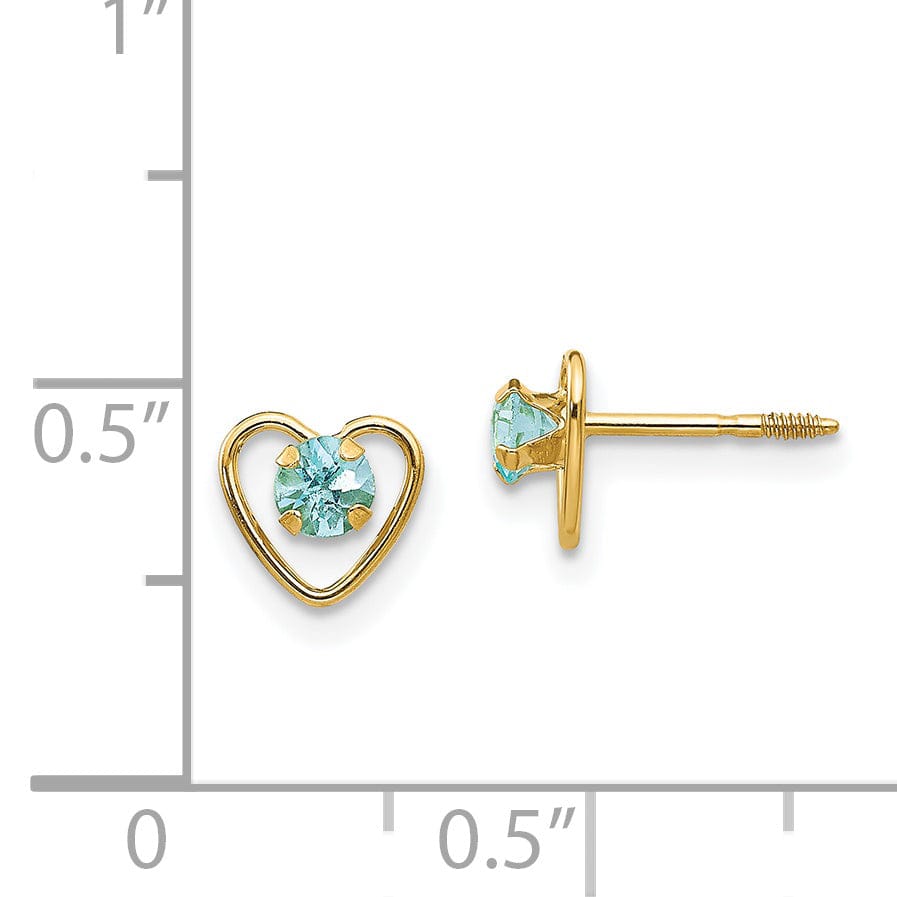 14k Yellow Gold Aquamarine Birthstone Earrings