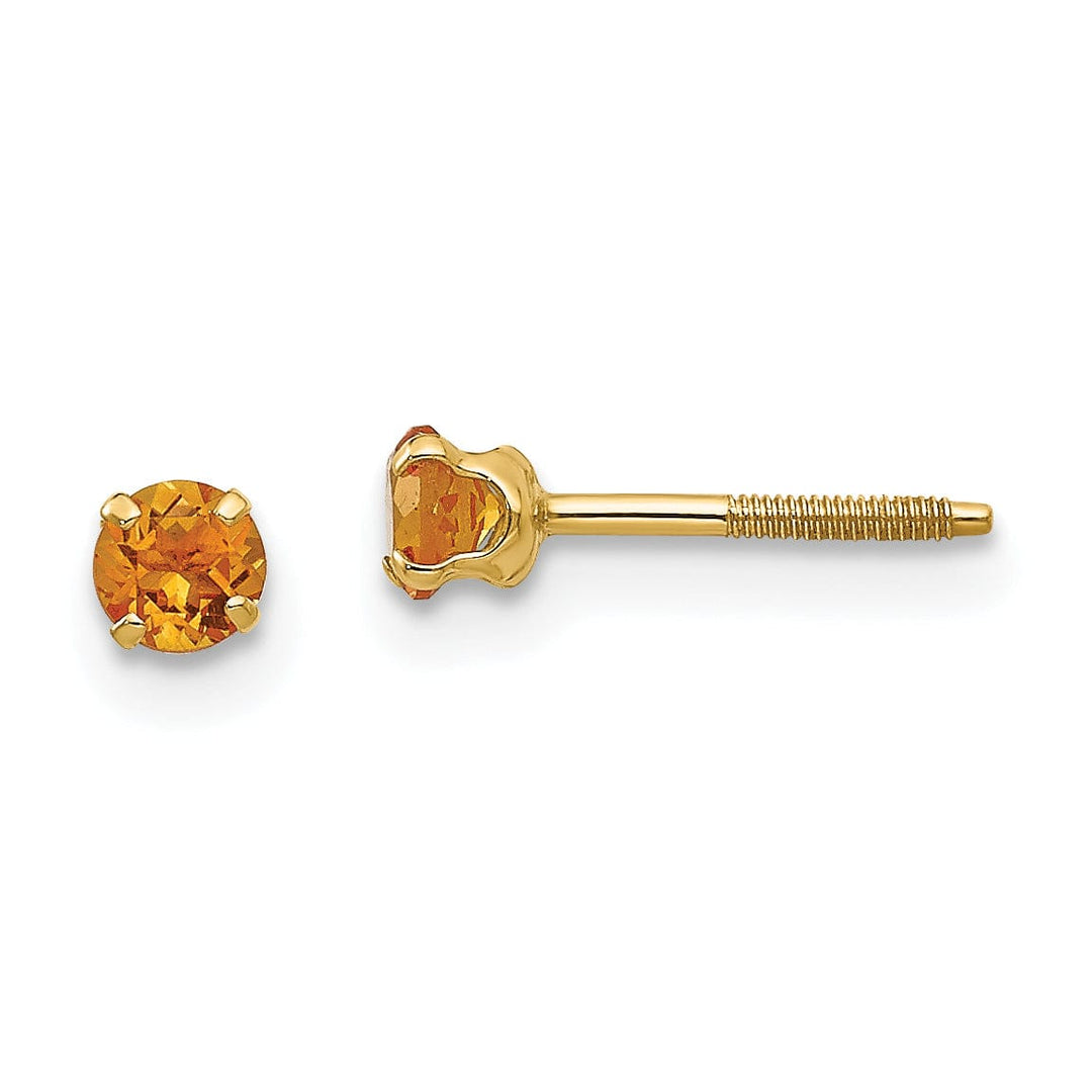 14k Yellow Gold Citrine Birthstone Earrings