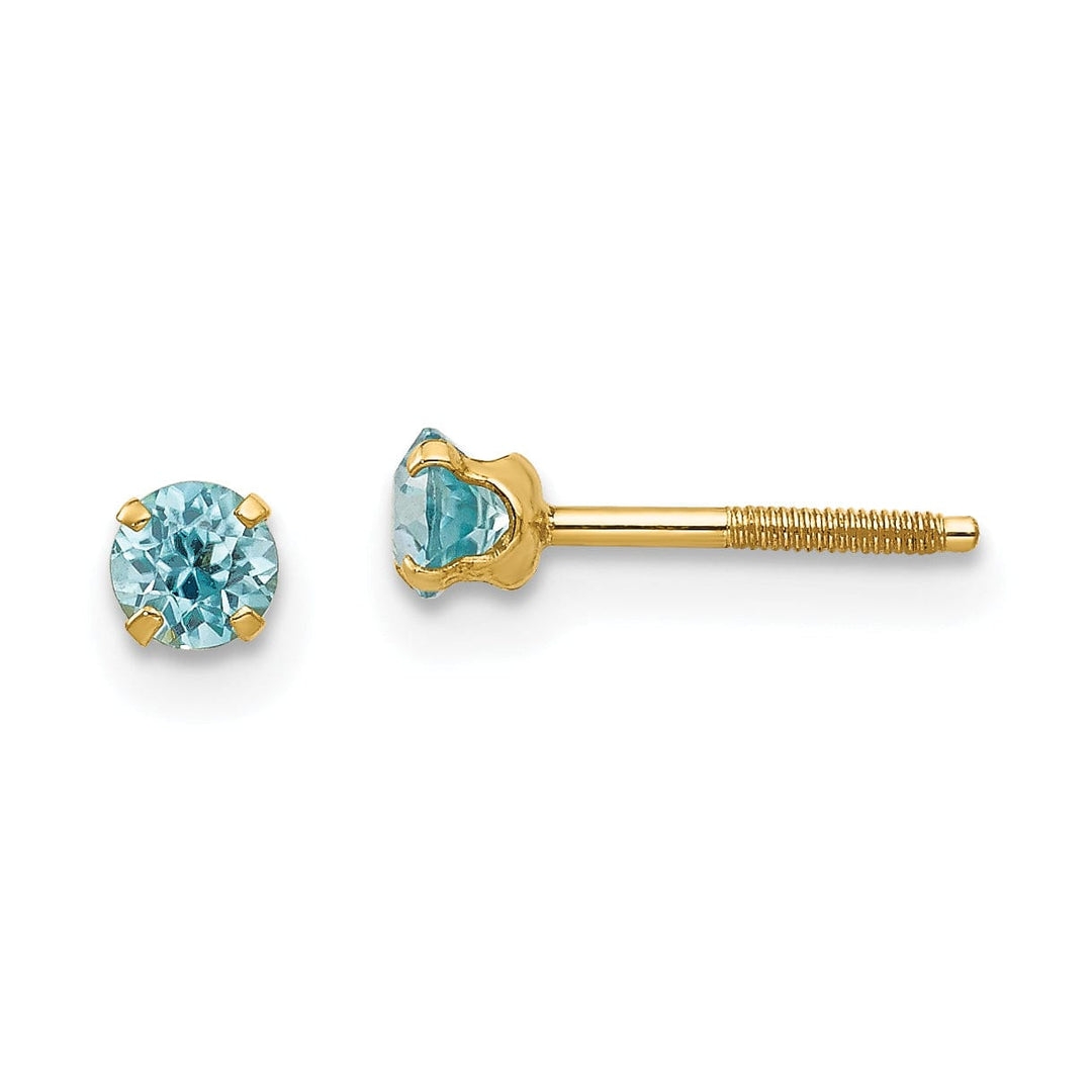 14k Yellow Gold Madi K Blue Zircon Earrings