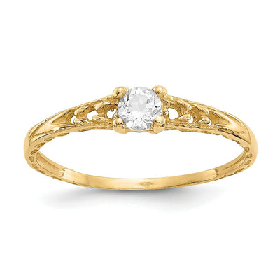 14k Yellow Gold White Topaz Birthstone Baby Ring at $ 76.99 only from Jewelryshopping.com