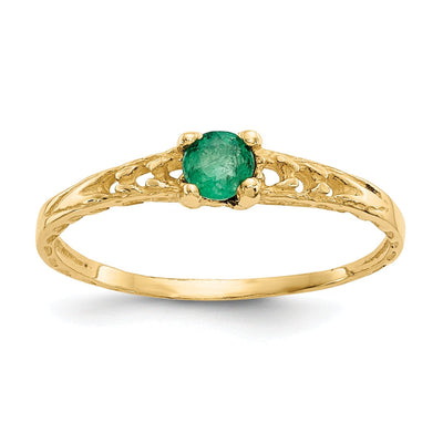 14k Yellow Gold Emerald Birthstone Baby Ring at $ 102.4 only from Jewelryshopping.com