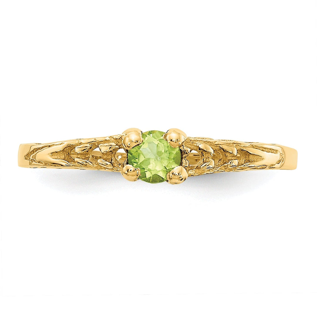 14k Yellow Gold Peridot Birthstone Baby Ring