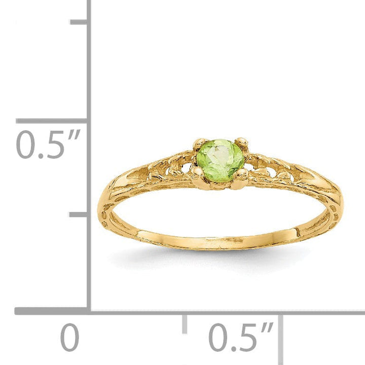 14k Yellow Gold Peridot Birthstone Baby Ring