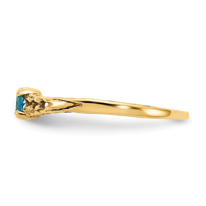 14k Yellow Gold Blue C.Z Birthstone Baby Ring