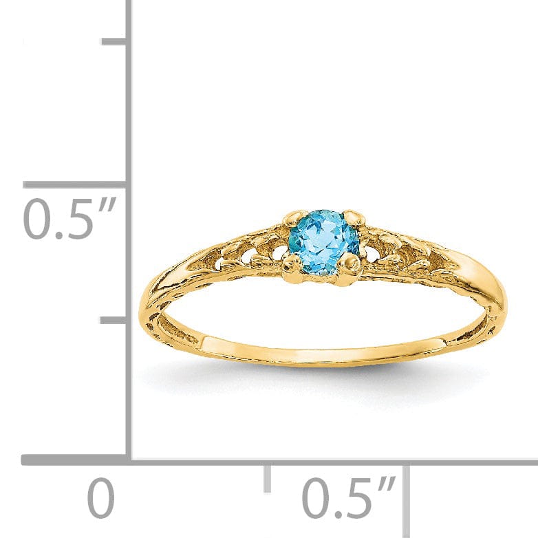 14k Yellow Gold Blue C.Z Birthstone Baby Ring