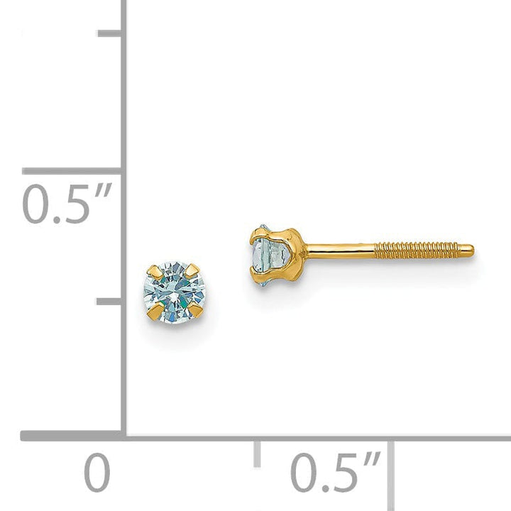 14k Yellow Gold Aquamarine Birthstone Earrings