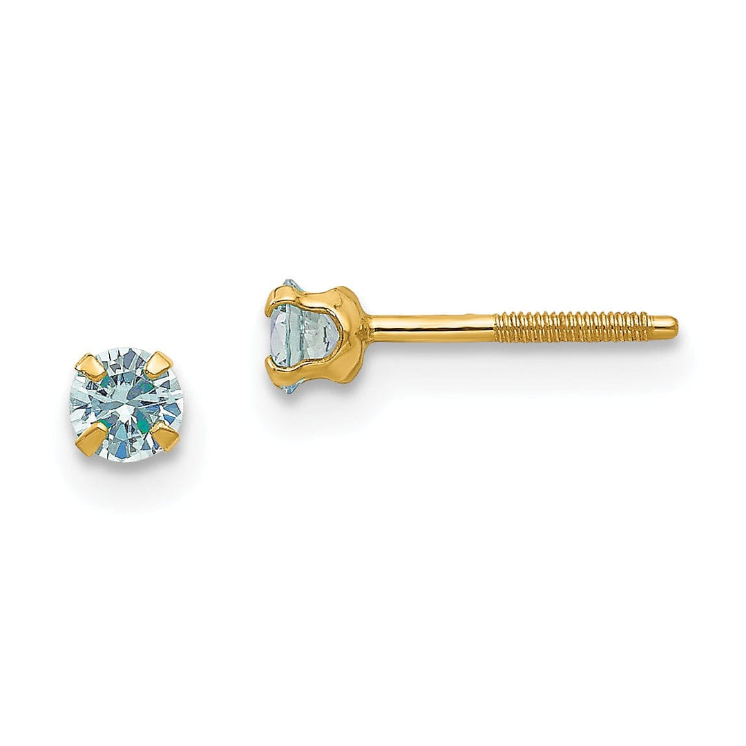 14k Yellow Gold Aquamarine Birthstone Earrings