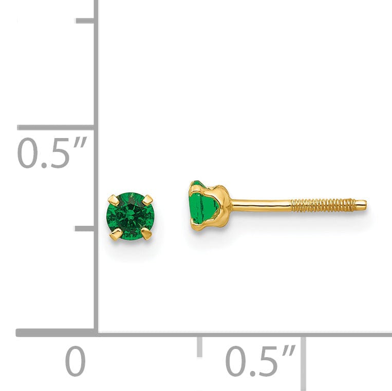 14k Yellow Gold Emerald Birthstone Earrings