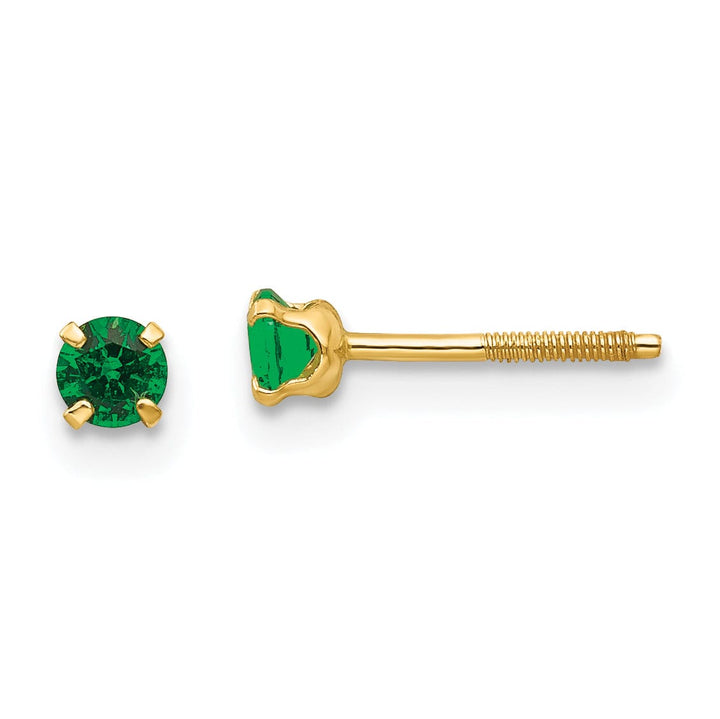 14k Yellow Gold Emerald Birthstone Earrings