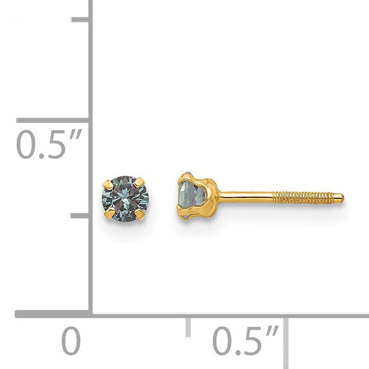 14k Yellow Gold Alexandrite Birthstone Earrings