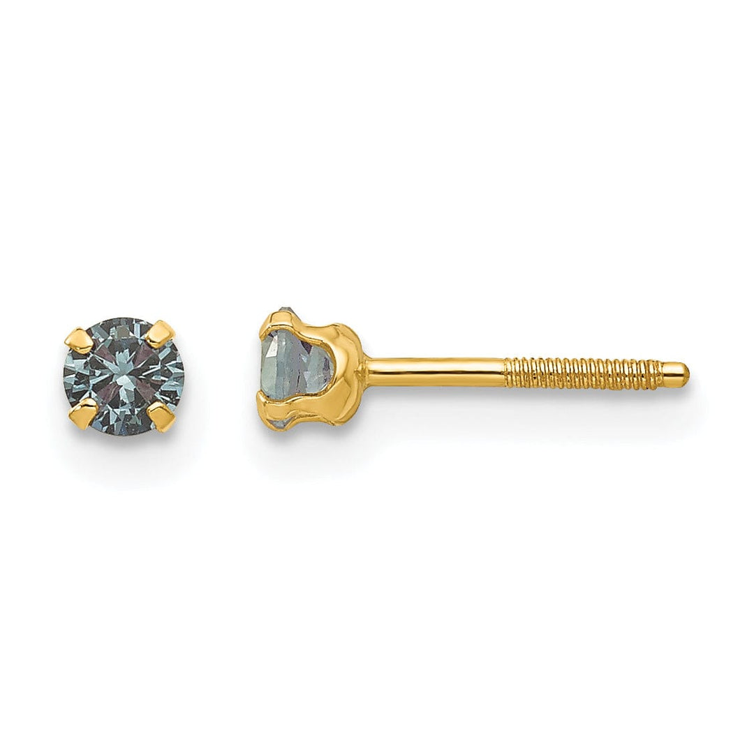 14k Yellow Gold Alexandrite Birthstone Earrings