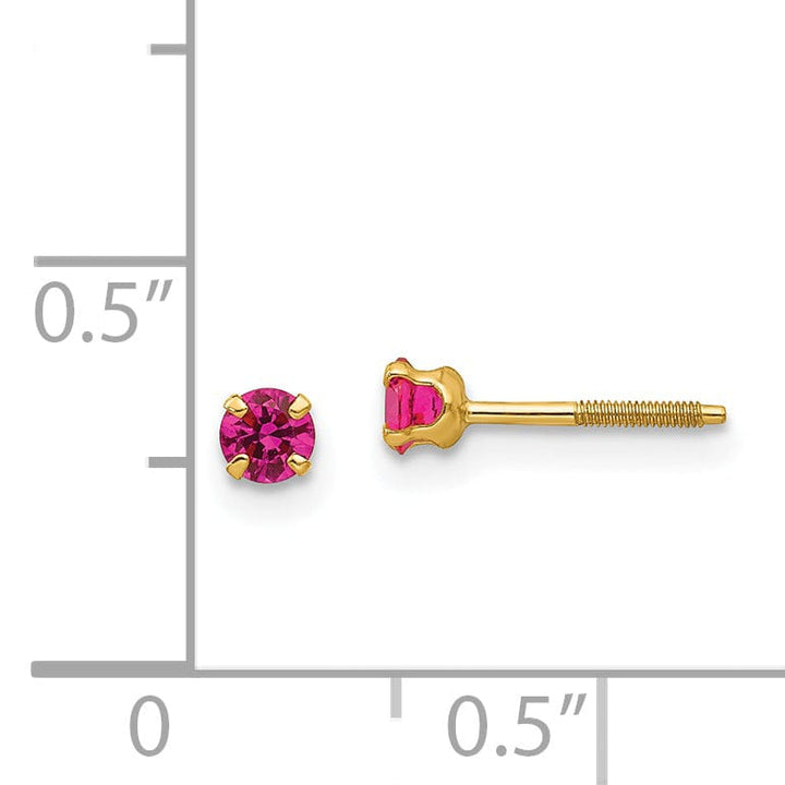 14k Yellow Gold Ruby Birthstone Earrings