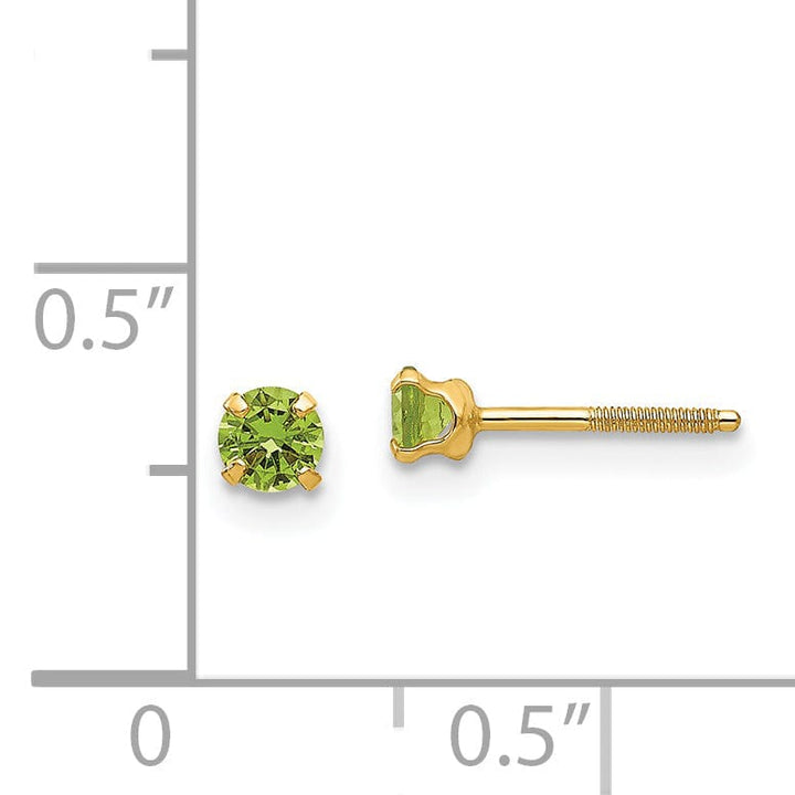 14k Yellow Gold Synthetic Peridot Earrings