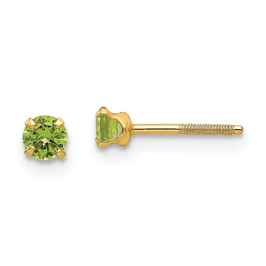 14k Yellow Gold Synthetic Peridot Earrings