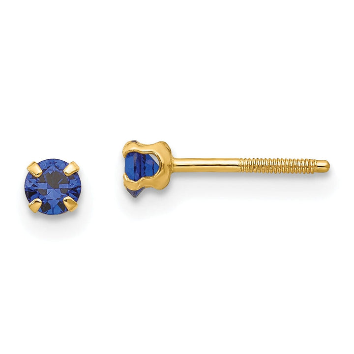 14k Yellow Gold Blue Spinel Birthstone Earrings