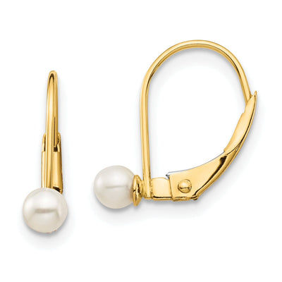 14k Yellow Gold Leverback Culture Pearl Earring