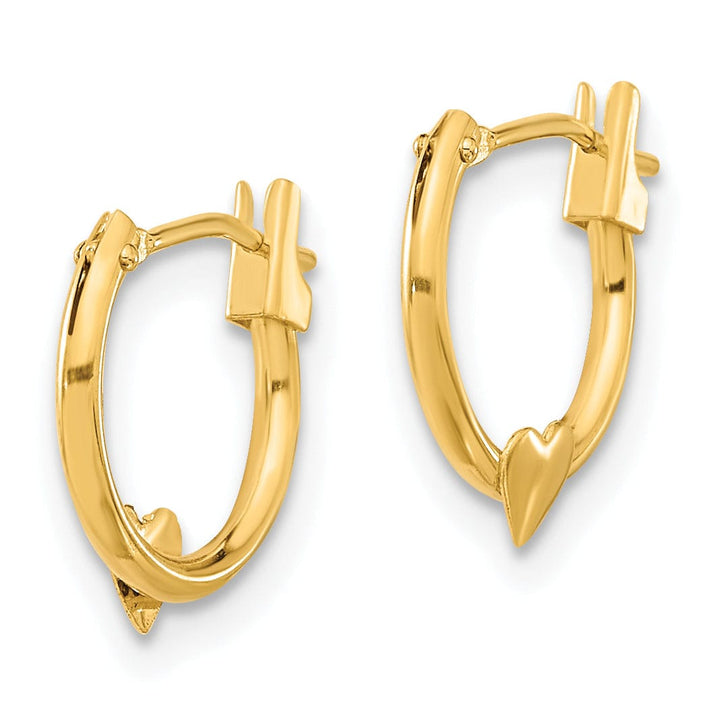 14k Yellow Gold Heart Hoop Earrings