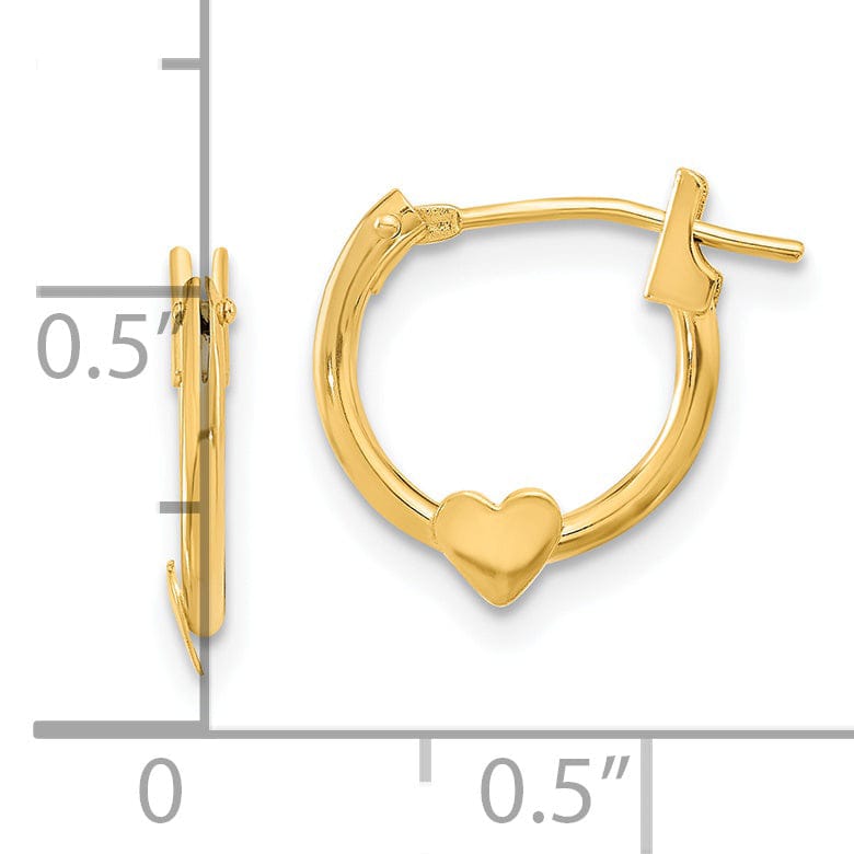 14k Yellow Gold Heart Hoop Earrings