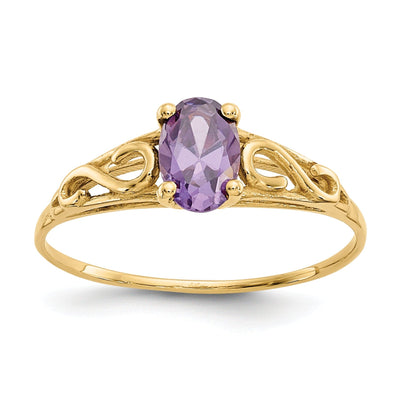 14k Yellow Gold Synthetic Amethyst Ring
