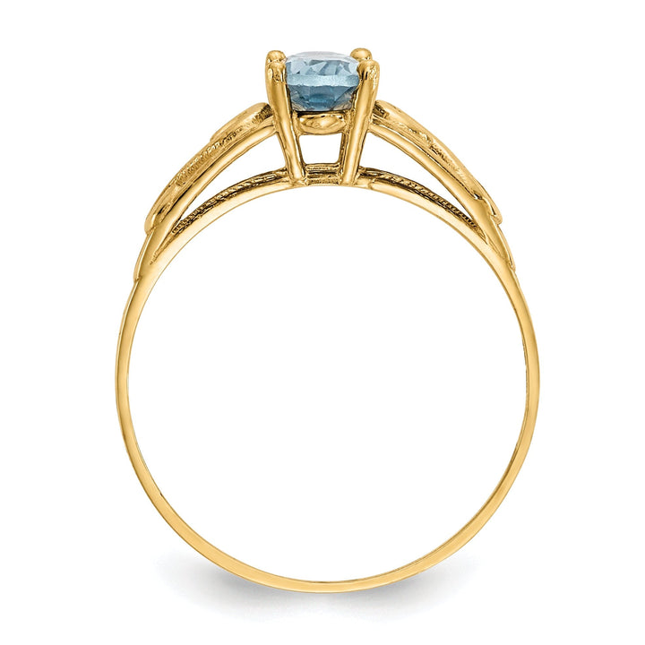 14k Yellow Gold Synthetic Aquamarine Ring